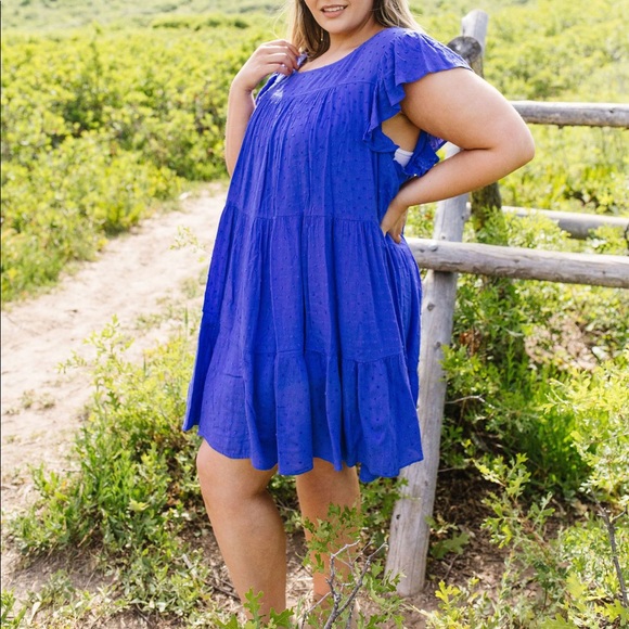 True Blue Swiss Dot Tiered Dress - Picture 11 of 13